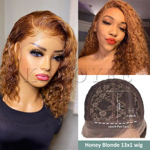 Load image into Gallery viewer, Short Curly Honey Blonde Bob Wig Lace
