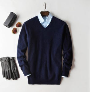 Men Cashmere Sweater Autumn Winter Soft Warm Jersey