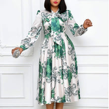 Load image into Gallery viewer, Women Long Sleeves Printed Dresses with Bowtie
