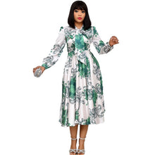 Load image into Gallery viewer, Women Long Sleeves Printed Dresses with Bowtie
