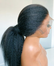 Load image into Gallery viewer, Kinky Straight Wig 180% Density Black Yaki Lace Front Wig
