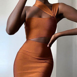 Bandage Dresses High Quality Summer Tan Cut Out Bodycon