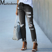 Load image into Gallery viewer, Women Stretch Ripped Distressed Skinny High Waist Denim
