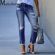 Load image into Gallery viewer, Women Stretch Ripped Distressed Skinny High Waist Denim
