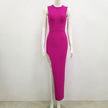 Load image into Gallery viewer, Winter Fashion Sexy Sleeveless Tassel Diamonds Hot Pink Long Bodycon
