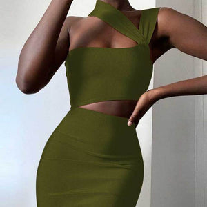 Bandage Dresses High Quality Summer Tan Cut Out Bodycon