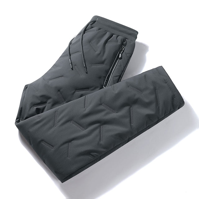 Fleece Sweatpants Men Joggers Black Grey Down Cotton Warm Pants Male Water Proof Thermal Trousers 7XL