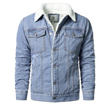 Load image into Gallery viewer, Men Denim Jackets Winter Fleece Blue Jeans Coats High Quality
