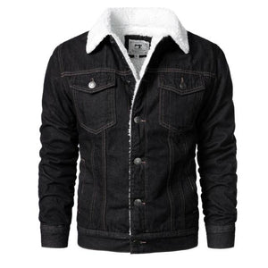 Men Denim Jackets Winter Fleece Blue Jeans Coats High Quality