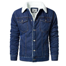 Load image into Gallery viewer, Men Denim Jackets Winter Fleece Blue Jeans Coats High Quality
