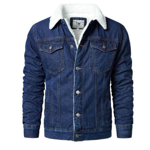 Men Denim Jackets Winter Fleece Blue Jeans Coats High Quality