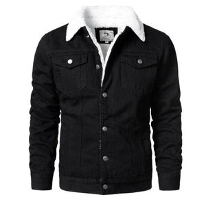 Men Denim Jackets Winter Fleece Blue Jeans Coats High Quality