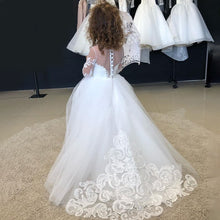 Load image into Gallery viewer, Ivory White Appliques Tulle Bowknot Ball Gown Flower Girls Dress
