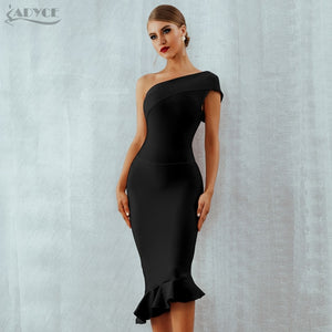 Summer Women Bandage Dress Sexy One Shoulder Sleeveless