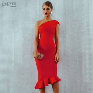 Summer Women Bandage Dress Sexy One Shoulder Sleeveless