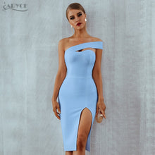 Load image into Gallery viewer, White Blue Bodycon Bandage Dress
