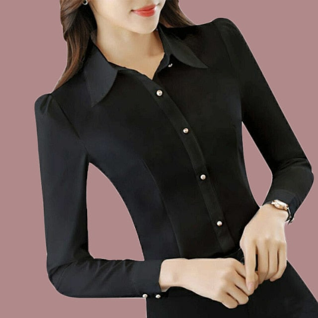 Long Sleeve White Blouse Shirt for Women