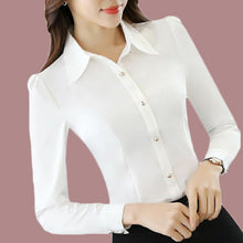 Load image into Gallery viewer, Long Sleeve White Blouse Shirt for Women
