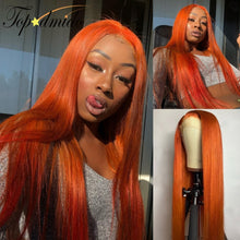 Load image into Gallery viewer, Orange Ginger Color 13x6 Lace Front Wigs Baby Hair Brazilian Remy
