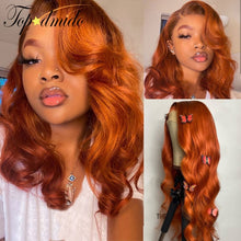 Load image into Gallery viewer, Orange Ginger Color 13x6 Lace Front Wigs Baby Hair Brazilian Remy
