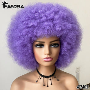 Short Hair Afro Kinky Curly Wigs With Bangs