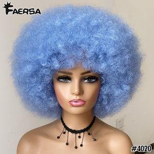 Short Hair Afro Kinky Curly Wigs With Bangs