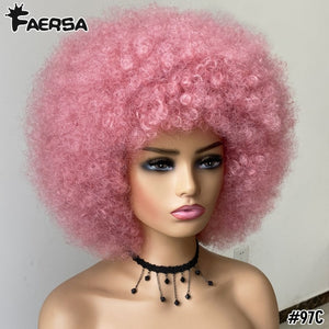 Short Hair Afro Kinky Curly Wigs With Bangs