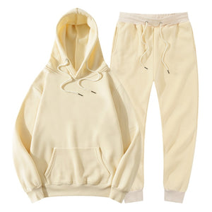 Tracksuit Winter Hoodie Sets Jogging Sweatpants Fleece