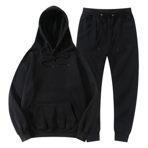 Tracksuit Winter Hoodie Sets Jogging Sweatpants Fleece