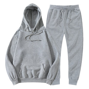 Tracksuit Winter Hoodie Sets Jogging Sweatpants Fleece