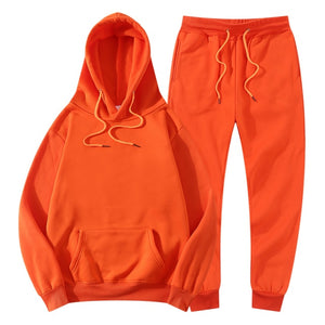 Tracksuit Winter Hoodie Sets Jogging Sweatpants Fleece