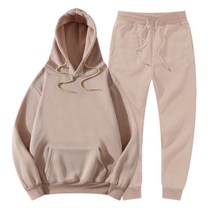 Tracksuit Winter Hoodie Sets Jogging Sweatpants Fleece