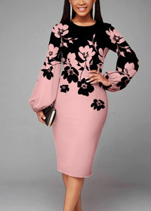 Floral Print Lantern Sleeve Dresses