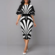 Load image into Gallery viewer, Women Casual Dress Autumn Winter Elegant Striped
