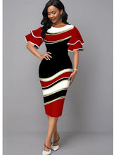 Load image into Gallery viewer, Women Casual Dress Autumn Winter Elegant Striped
