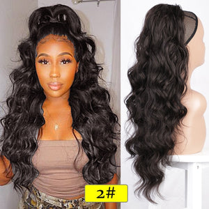 Vigorous Synthetic Long Body Wavy Drawstring Ponytail  for Women