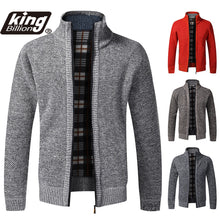 Load image into Gallery viewer, Jacket Slim Fit Stand Collar Zipper Jacket Men Solid Cotton Thick Warm  Sweater
