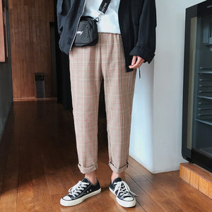 LAPPSTER-Youth Streetwear Black Plaid Pants Men Joggers