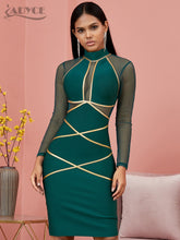 Load image into Gallery viewer, New Spring Long Sleeve Green Lace  Bandage Dress
