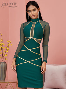 New Spring Long Sleeve Green Lace  Bandage Dress