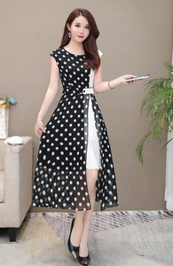 L-5xl Summer Dot Print Chiffon Dress Women