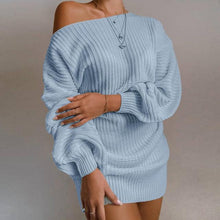 Load image into Gallery viewer, Off Shoulder Knitted Dress Women Solid Long Sleeve
