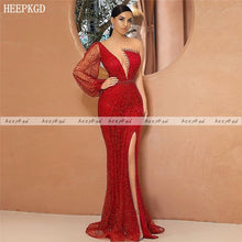 Load image into Gallery viewer, Luxury Red Beads Mermaid Evening Dress
