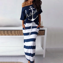 Load image into Gallery viewer, Women Off Shoulder Dress Sets Summer Letter
