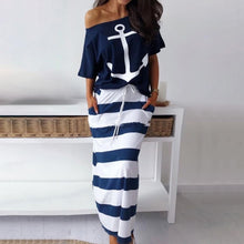 Load image into Gallery viewer, Women Off Shoulder Dress Sets Summer Letter
