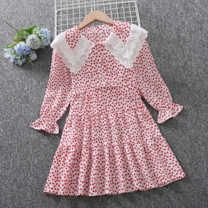 Fashion Baby Girls Dresses Long Sleeve Chiffon Floral