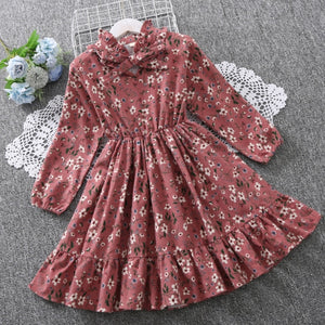 Fashion Baby Girls Dresses Long Sleeve Chiffon Floral