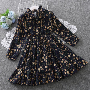 Fashion Baby Girls Dresses Long Sleeve Chiffon Floral