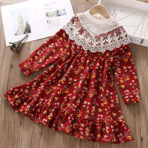 Fashion Baby Girls Dresses Long Sleeve Chiffon Floral