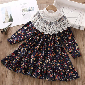 Fashion Baby Girls Dresses Long Sleeve Chiffon Floral